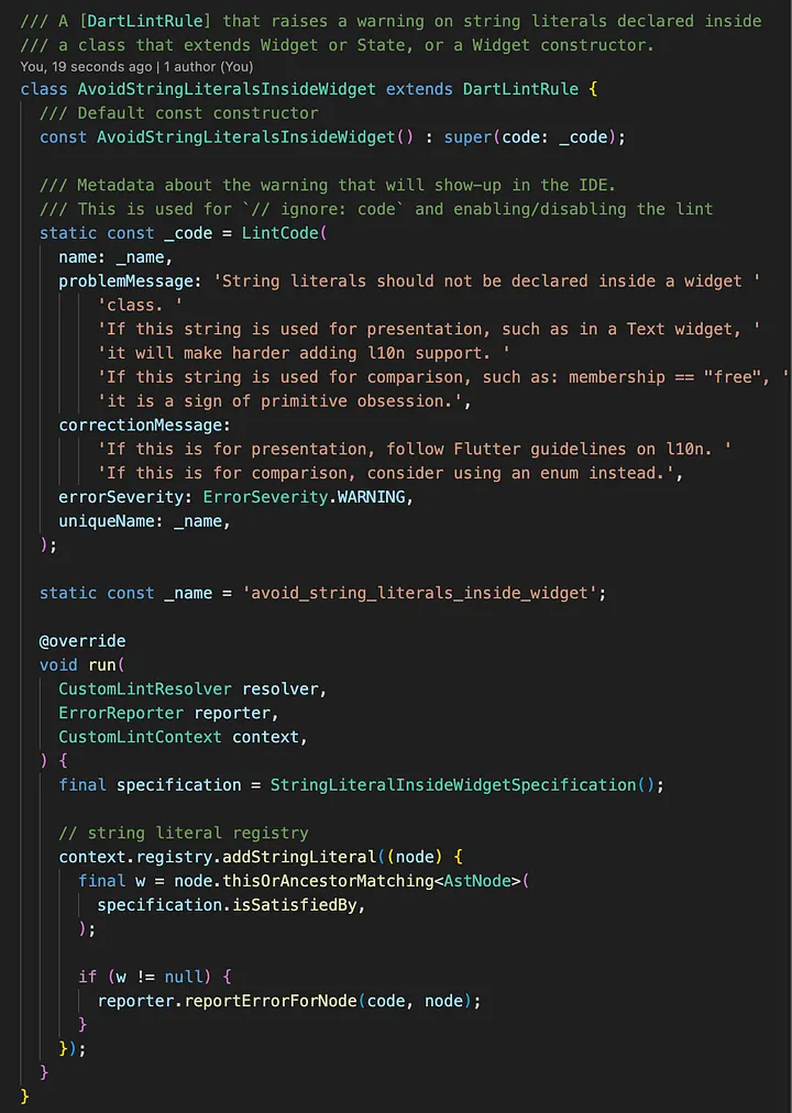 A DartLintRule class definition that will be used by the plugin